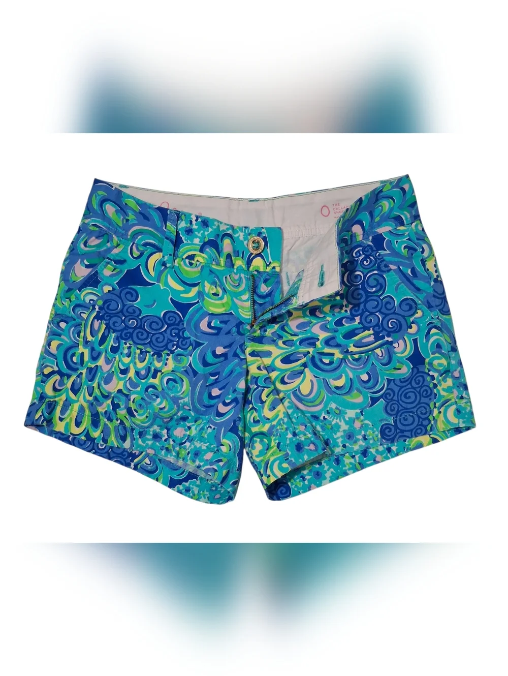 Lilly Pulitzer Callahan Lilly's Lagoon Print Flat Front Low Rise Shorts Size 0